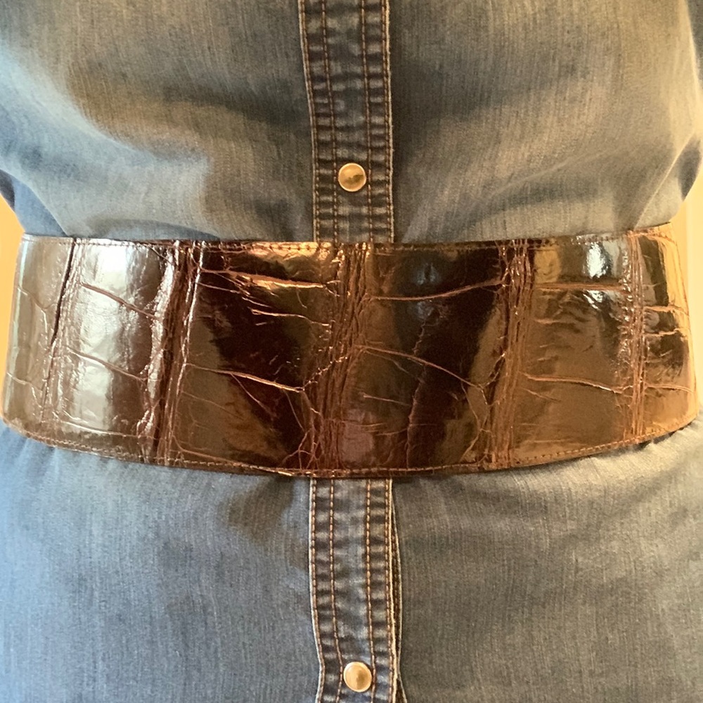 Kleinberg Sherrill American Alligator and Leather Womens Belt